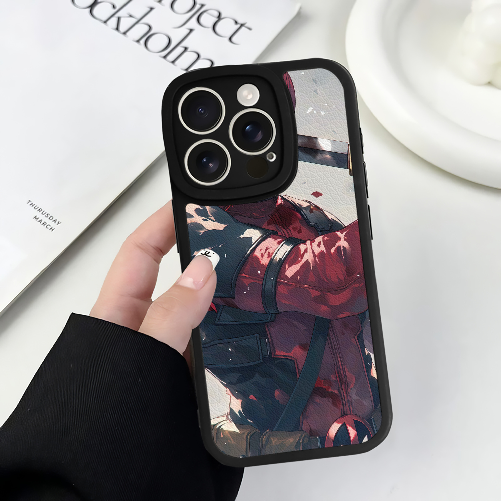 （画像用） Deadpool デッドプール 【iPhone 16シリーズ対応】シリコンスマホケース（レザー調） 材質：シリコン
